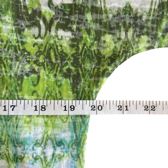 Jess & Jane Womens Tie Dye Tunic Top L Artsy Rhinestone Shark Bite Green Blouse - Picture 10 of 13
